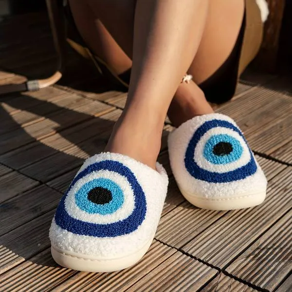 Sidewalk Ready Urban Active Gear Evil Eye Plush Slippers