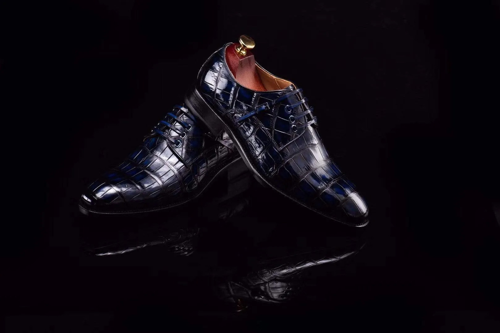 Crocodile Shoes Lace-Up Shoes In Dark Blue Crocodile Skin Leather Buy Tour Walking Essential Footwear
