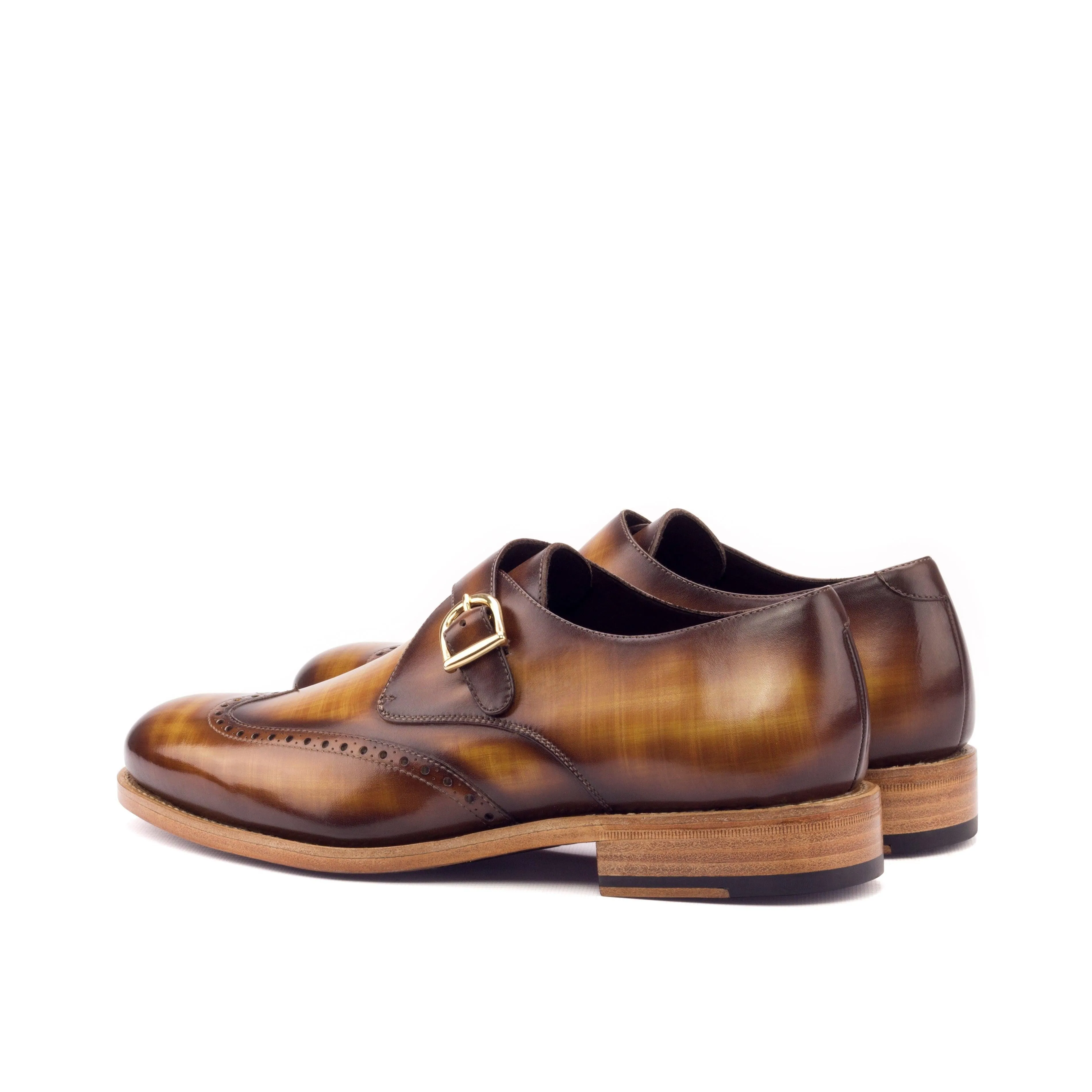 Cognac Patina Leather Single Monk Shoes Toe Protection Work Schedule