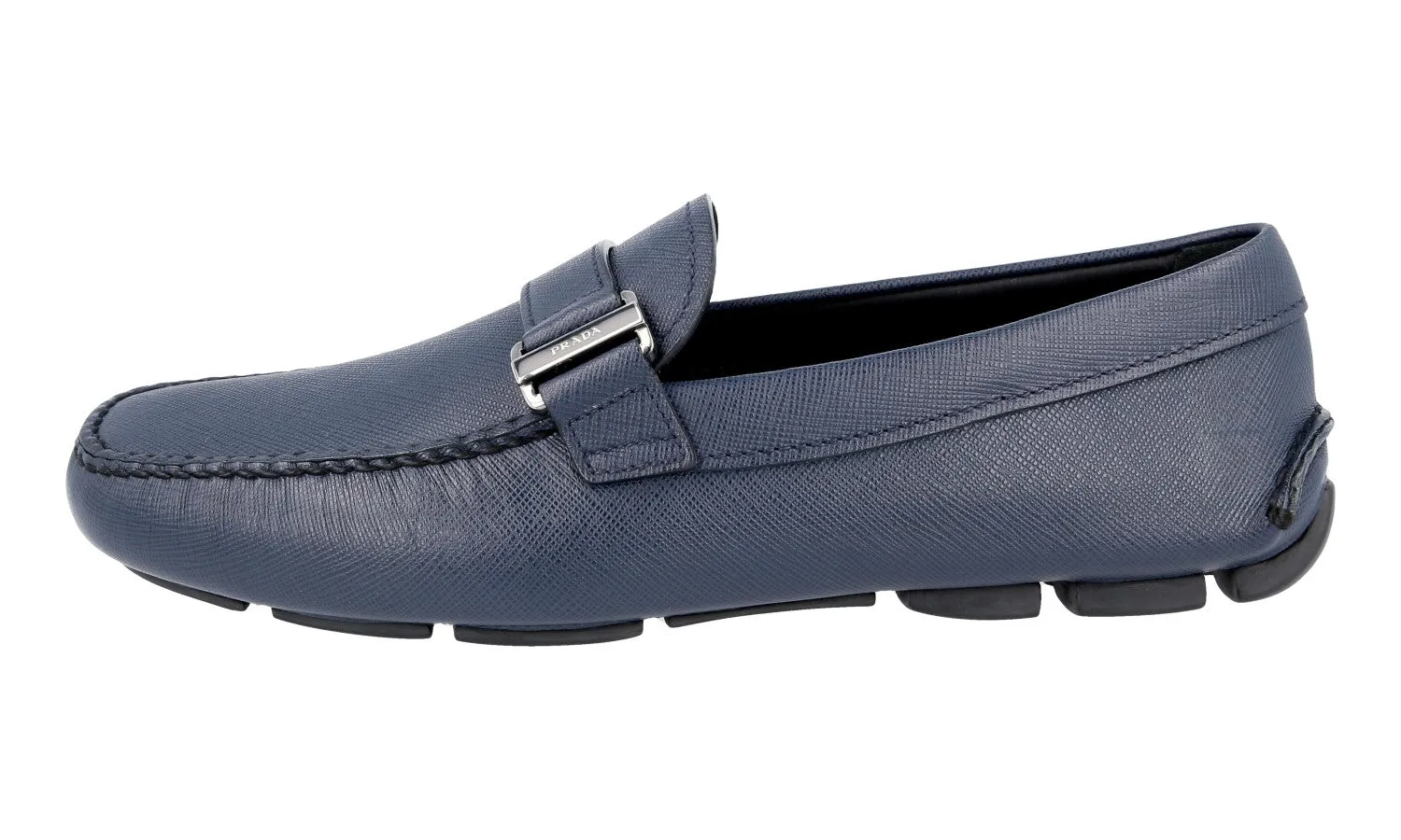 Prada Men's Blue Saffiano Leather Loafers 2DD113 Lightweight Fit