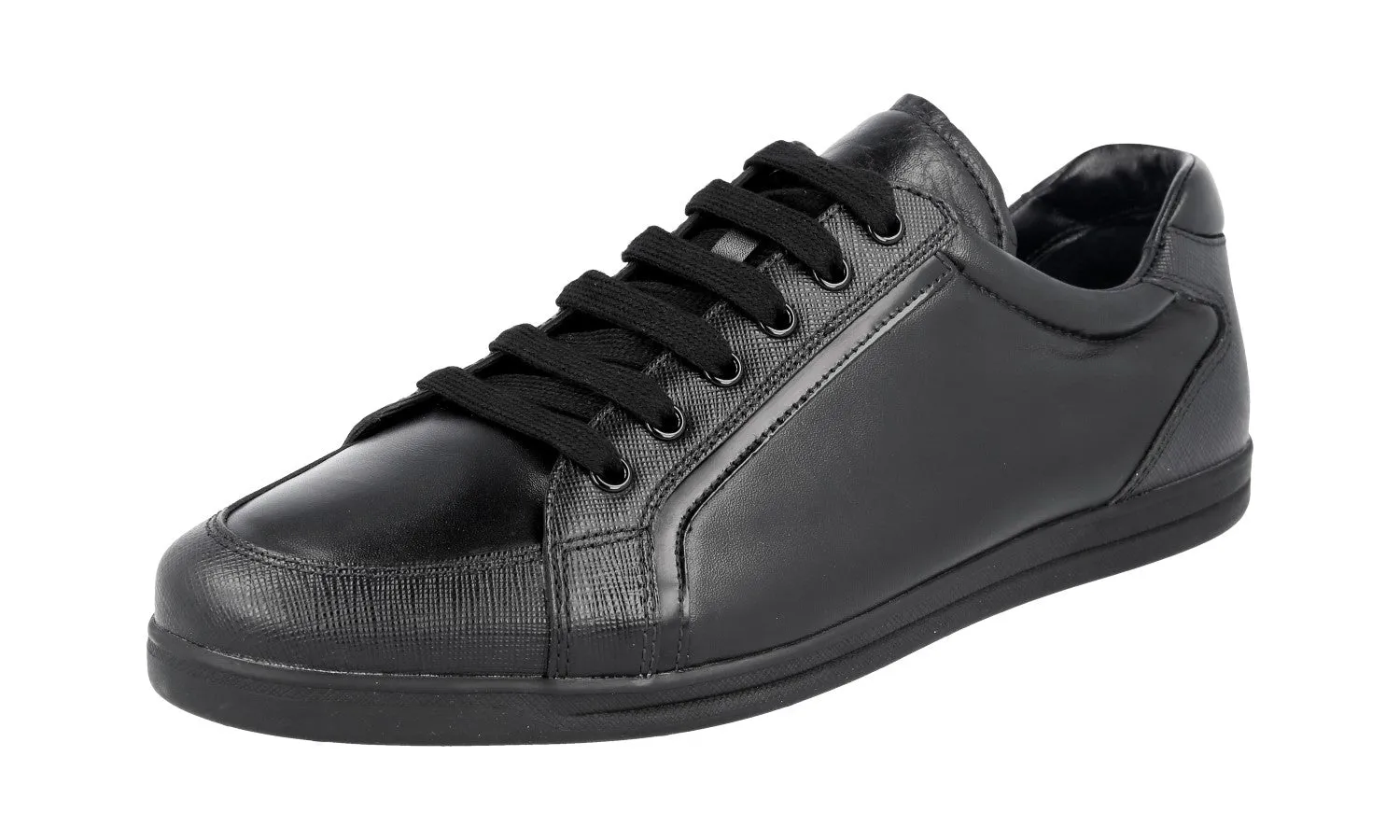 Prada Women's Black Saffiano Leather Sneaker 3E5892 Breathable piece