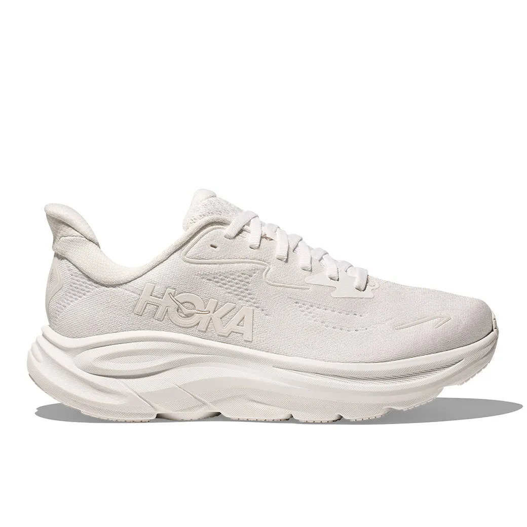 Mens Hoka Clifton 10 in White/White Breath Points Fit Freedom