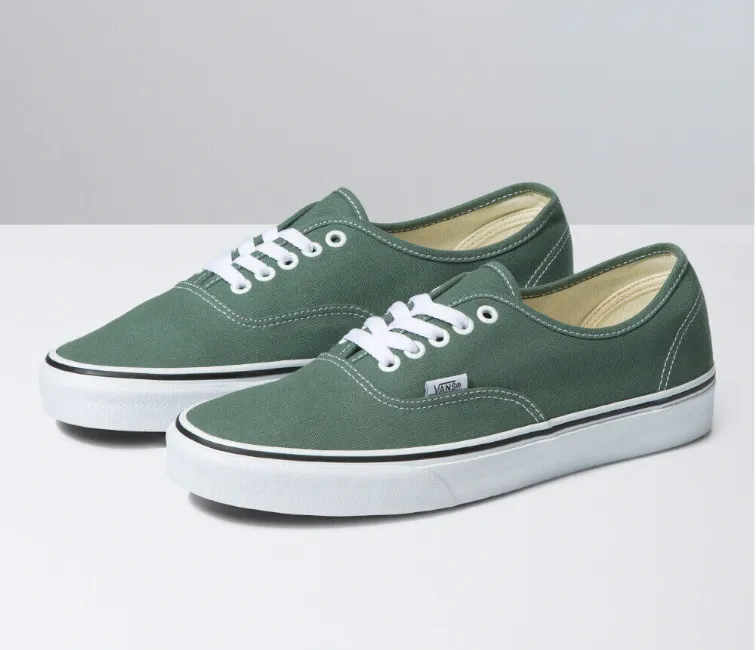 Vans Authentic (Duck Green) running in spring beach equipment