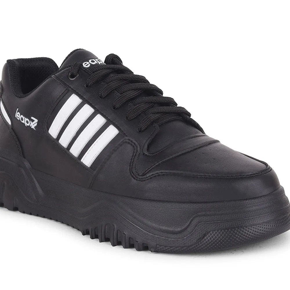 Cushioned - tongue fluorescent - colored running shoes Leap7x Casual Black Lacing Sneakers For Men JAXER-1E By Liberty