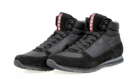 Prada Men's Black Leather High-Top Sneaker 4T2782 Smart Performance