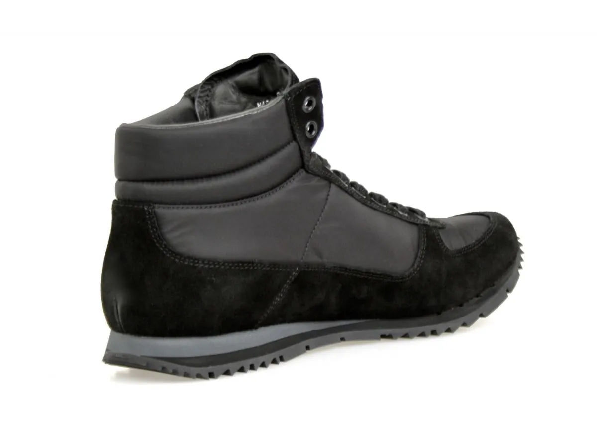 Prada Men's Black Leather High-Top Sneaker 4T2782 Lightweight EVA Foam Design Casual Sporty