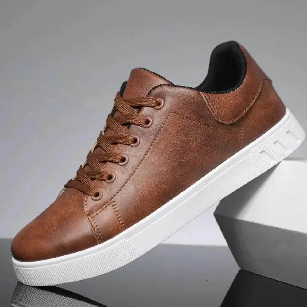 Craig Leather Sneakers Knit Upper Material Comfortable Standing