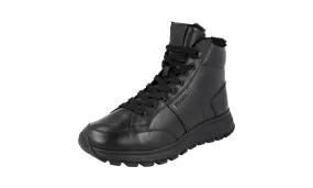 Stylish Support sport tech Prada Men's Black Leather Prax01 High-Top Sneaker 4T3580