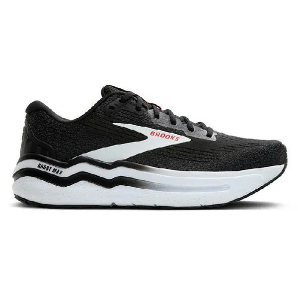 Mens Brooks Running Ghost Max 2 in Black/White/Fiery Red Simple Edge Lightweight Cushioned Sole