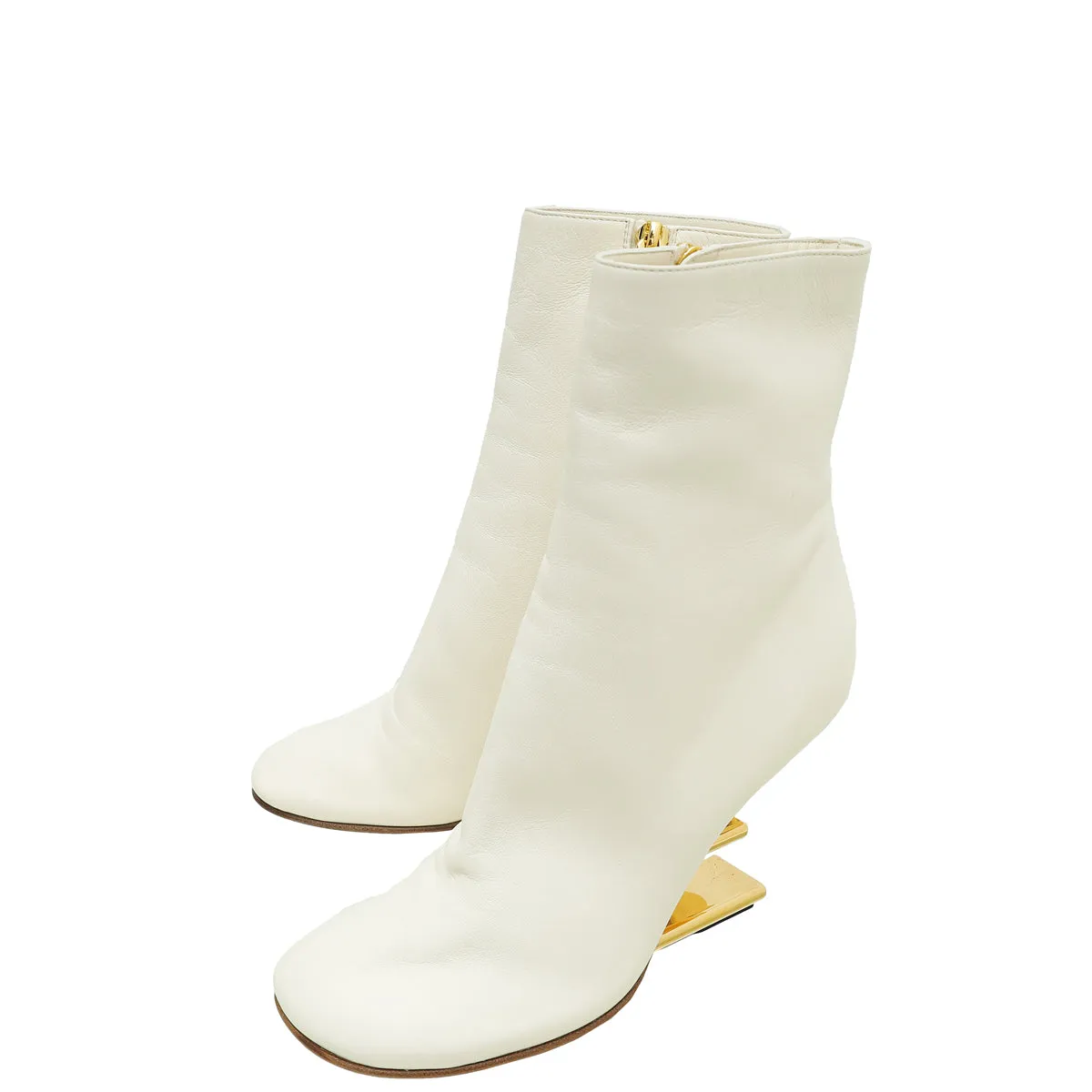 Fendi Cream First High-Heeled Ankle Boots 37 Sport Life Foot Ease