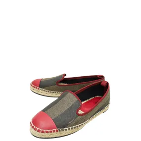 Fresh Tone Fendi Bicolor Pequin Flat Espadrille 37.5
