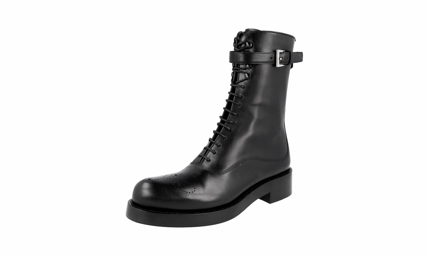 Everyday Style Rainy Day Prada Women's Black Full Brogue Leather Half-Boot 1U053G