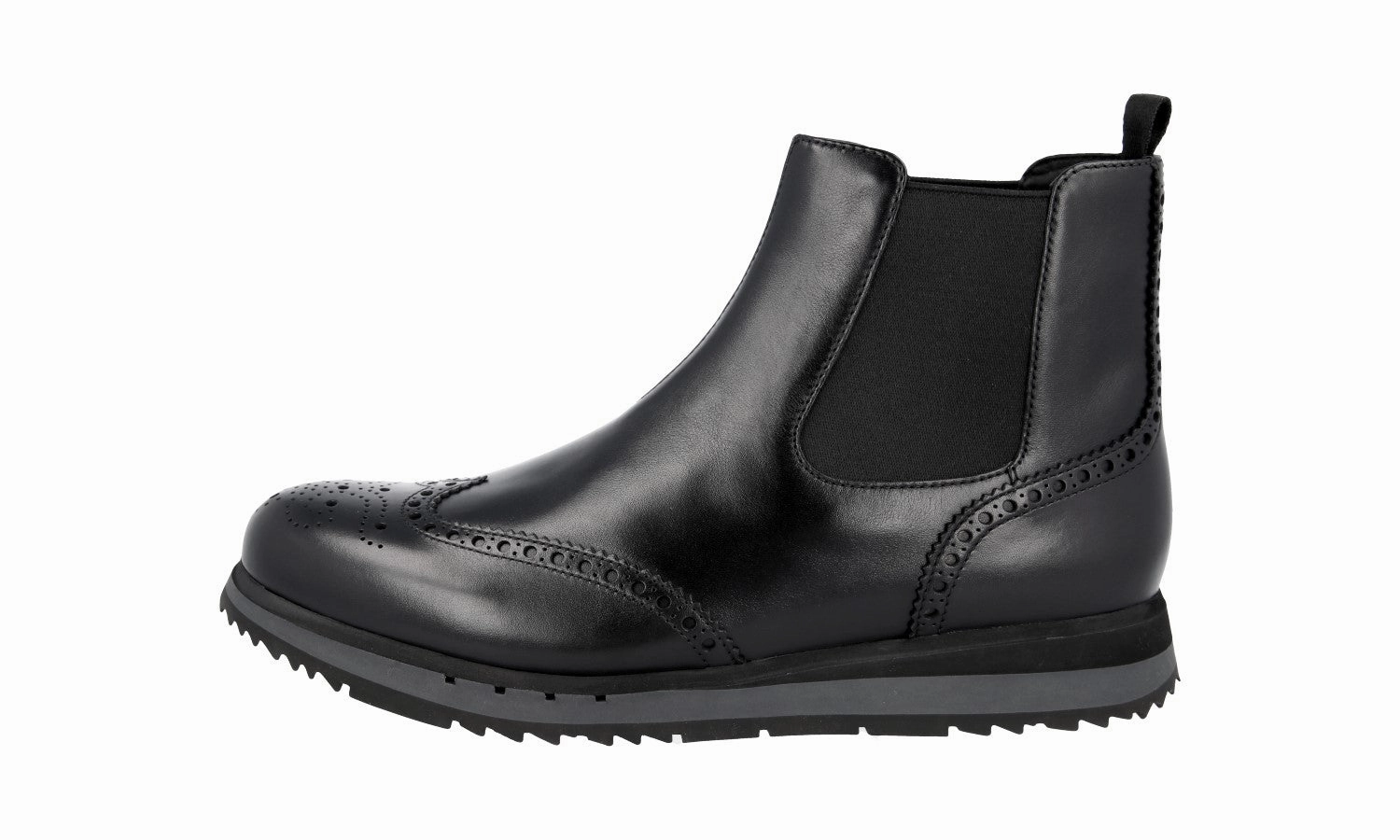 Weekend Fashion Travel Wardrobe Prada Men's Black Full Brogue Leather Half-Boot 4T2957
