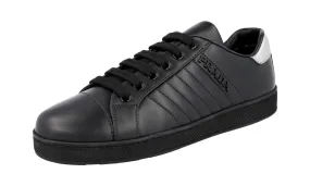 Quick Dry Interior Durable Rubber Treads Prada Women's Black Leather Sneaker 3E6410