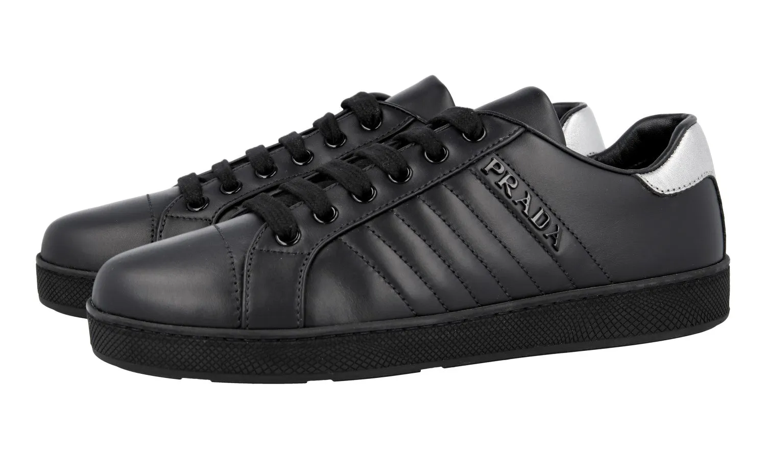 Prada Women's Black Leather Sneaker 3E6410 Compression Resistant EVA