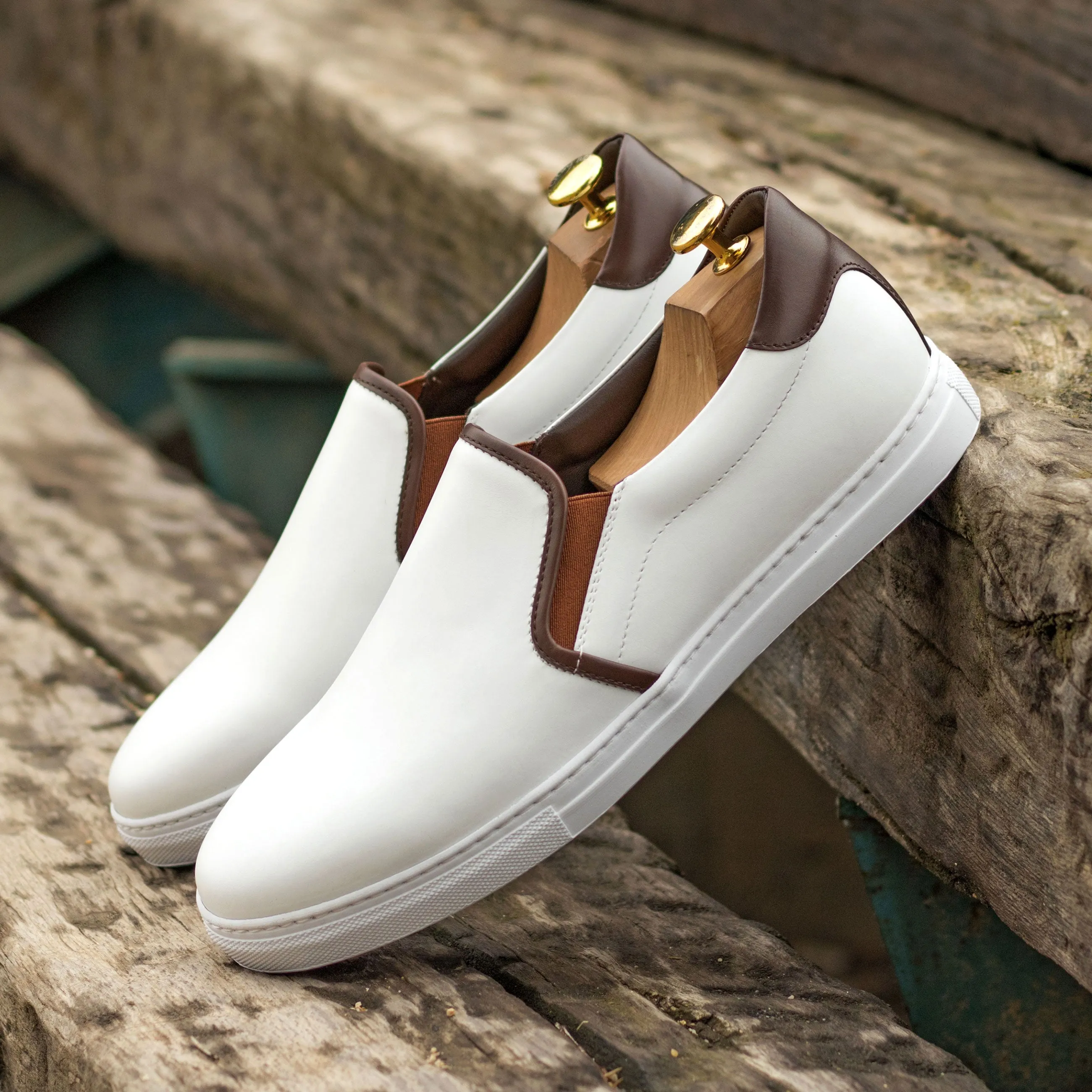 White Nappa Slip-On Sneakers Comfort Moisture Wicking