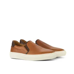 Hard - wearing proven Cognac Full-Grain Leather Slip-On Sneakers