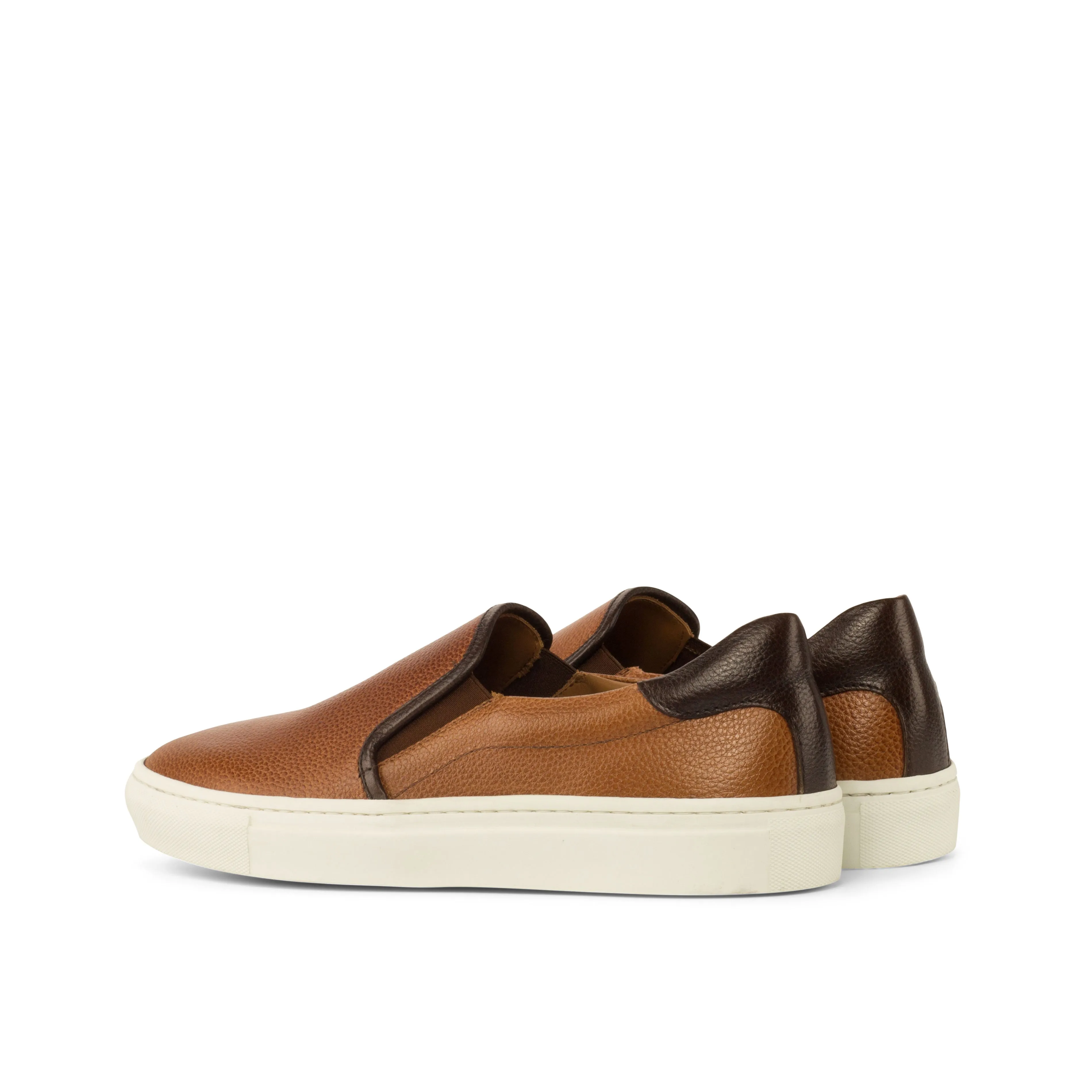 Cognac Full-Grain Leather Slip-On Sneakers fitness goal