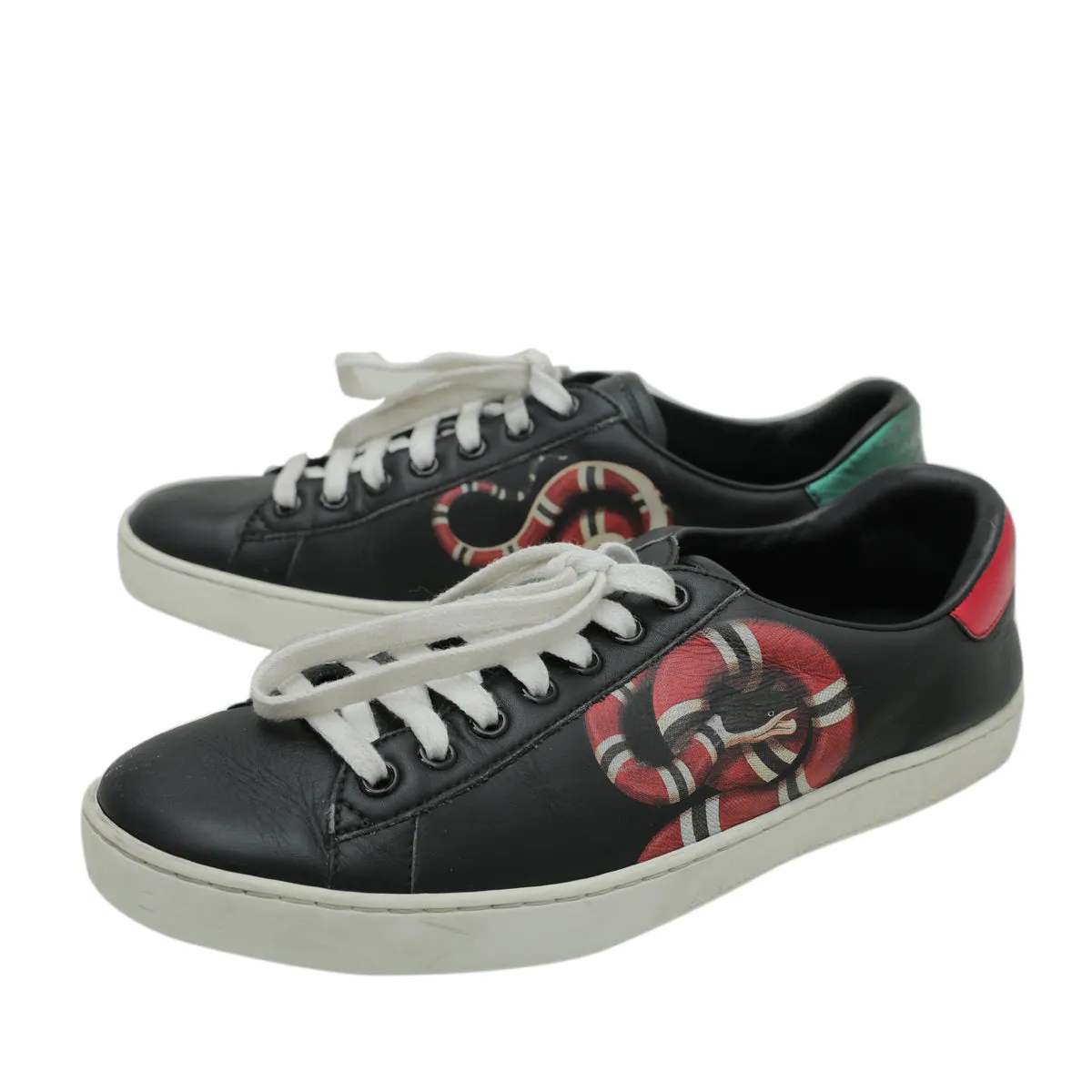 Gucci Black Multicolor Kingsnake Men's Ace Sneakers 5 Cozy Design Performance Fit