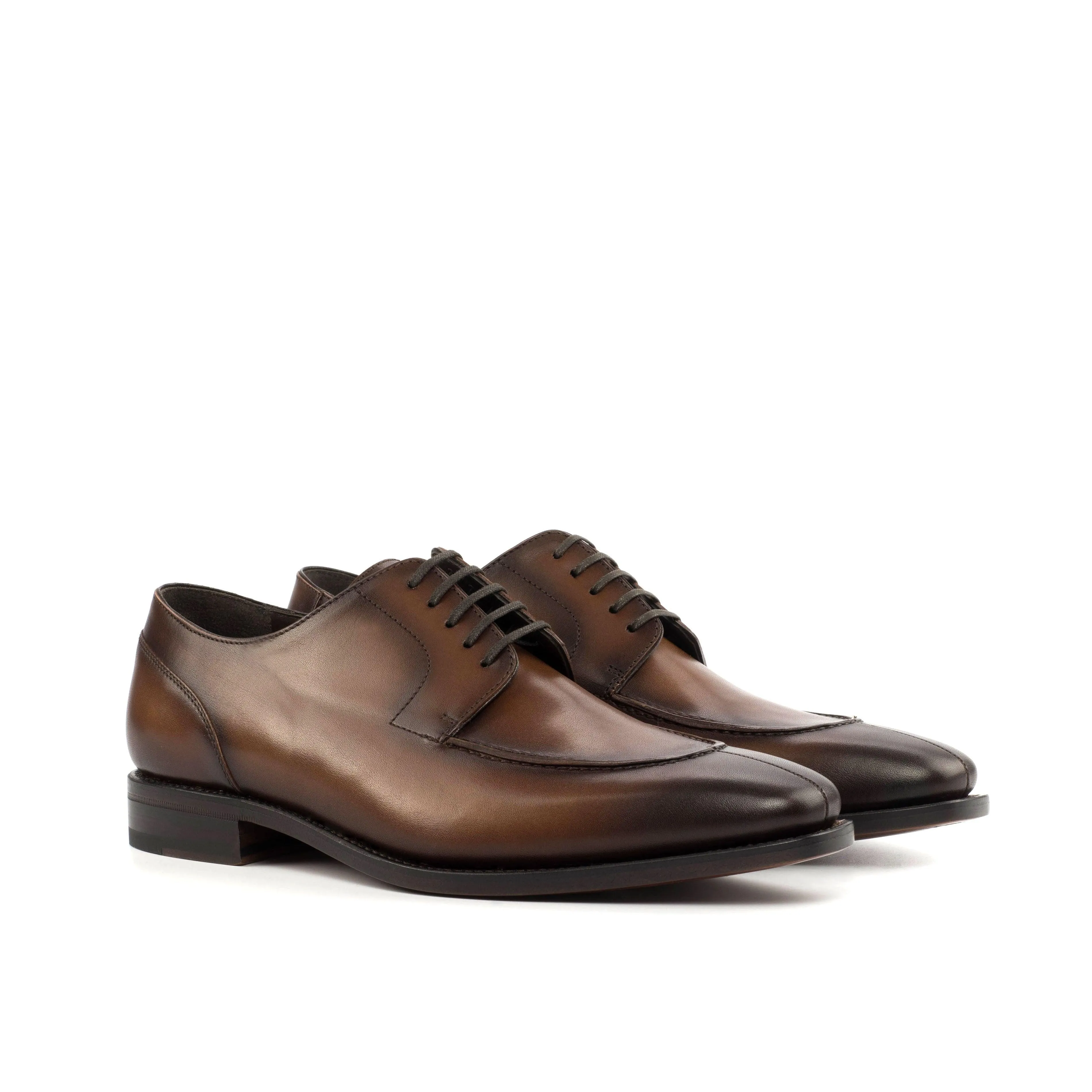 Burnished Brown Leather Split-Toe Derby Shoes Midday Comfort Versatile Style