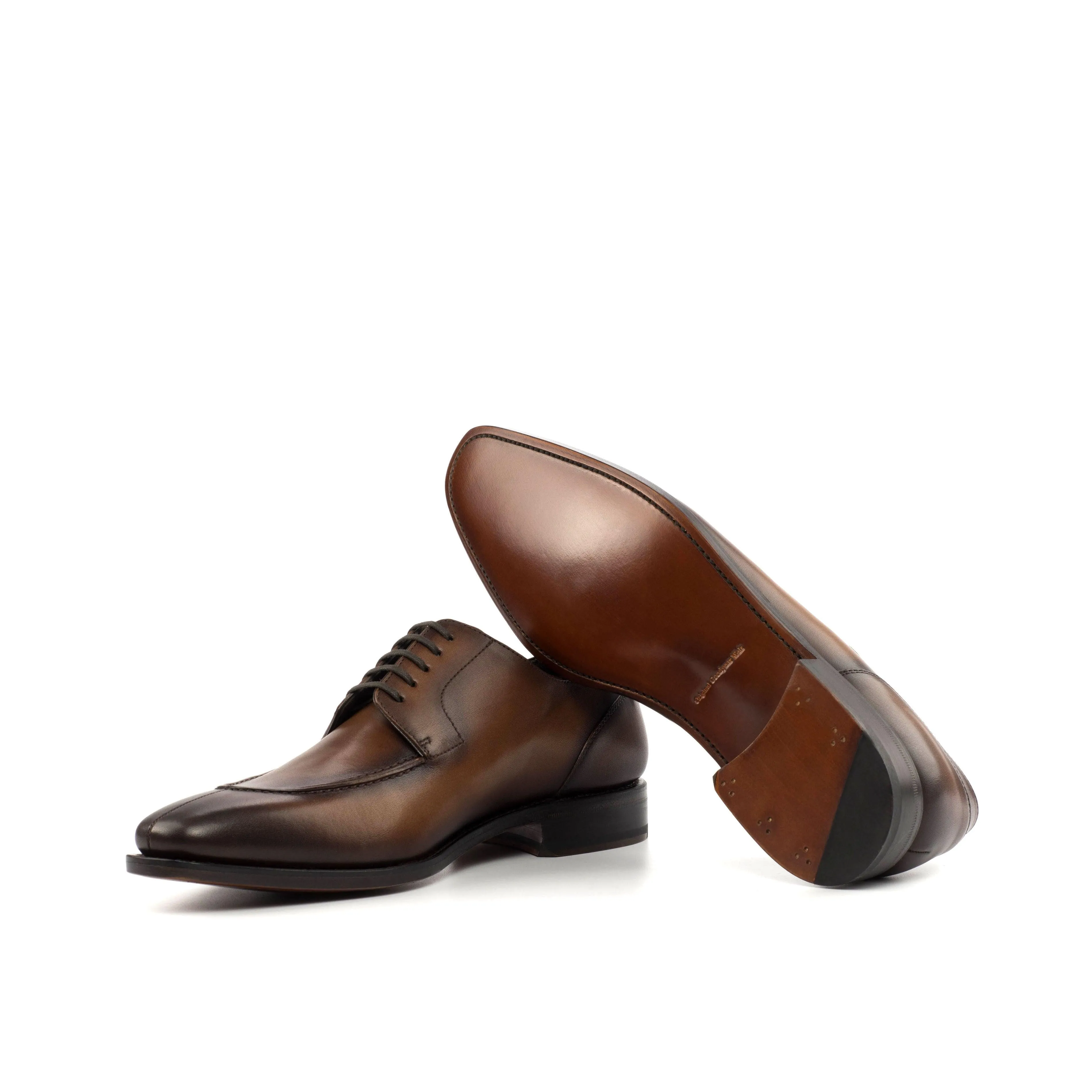 Burnished Brown Leather Split-Toe Derby Shoes Wind Safe