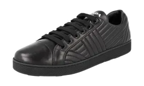 Prada Women's Black Leather Diagramme Sneaker 1E254L Luxe Touch Sweat Control