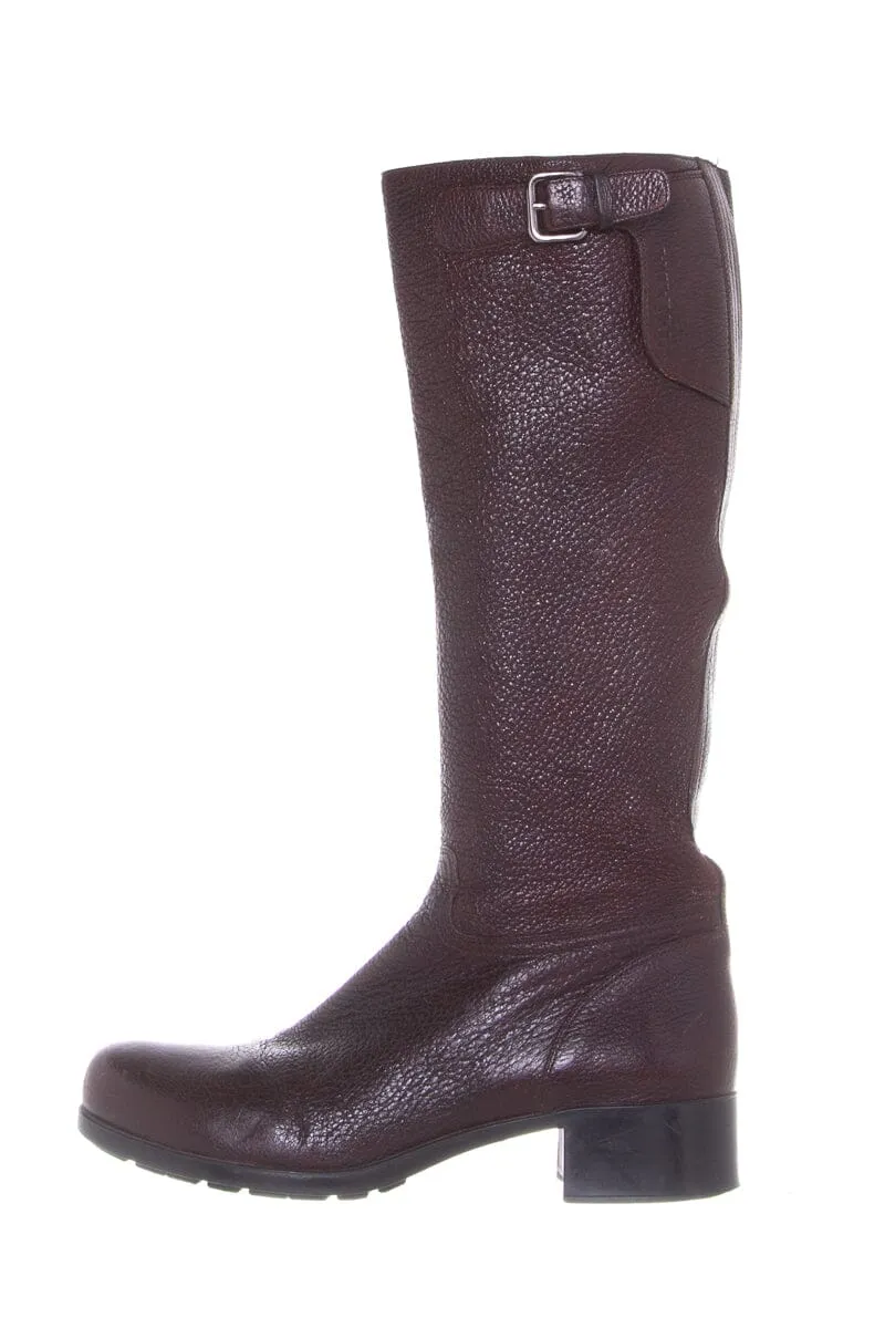 Sky Light Prada Sport Brown Leather Riding Boots SZ 40
