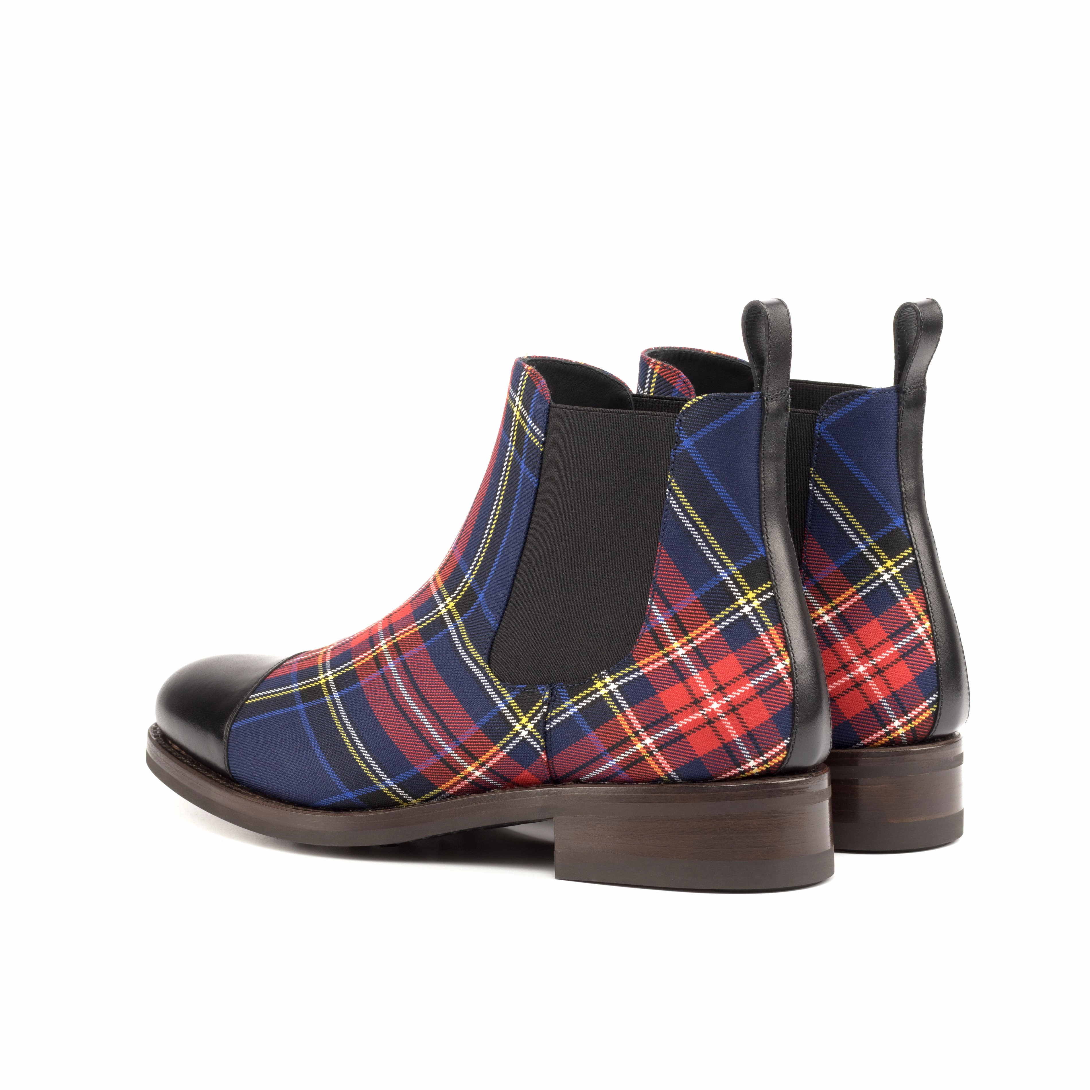 Functional Boots Layered Boot Look Black Calf & Tartan Chelsea Boots