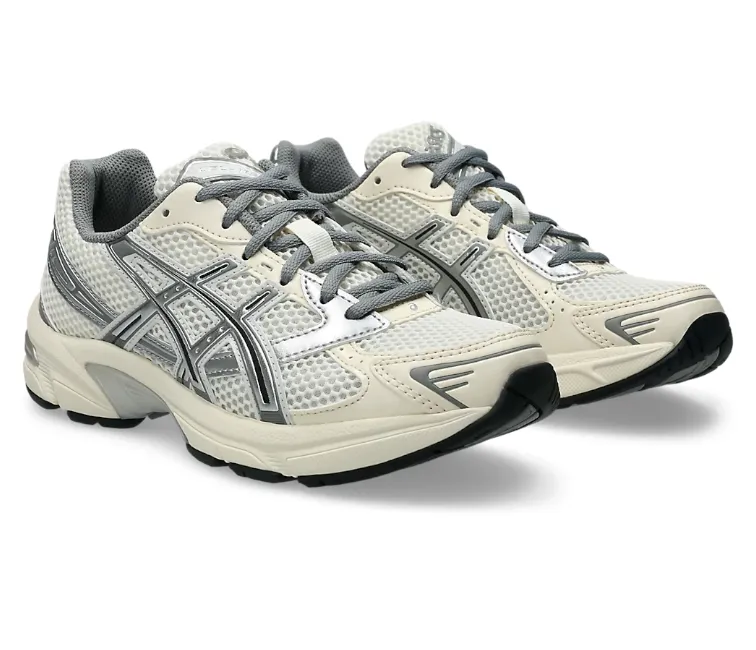 Women??s Asics Gel-1130 (Cream/Clay Grey) running in a butte area shoes