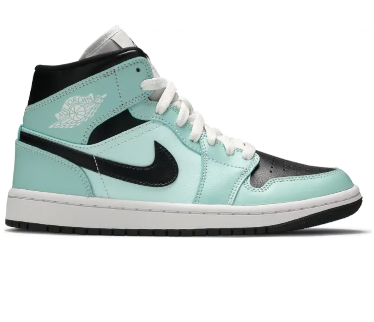 Flexible breathable membrane shoes Womens Nike Air Jordan 1 Mid (Aqua Blue Tint)
