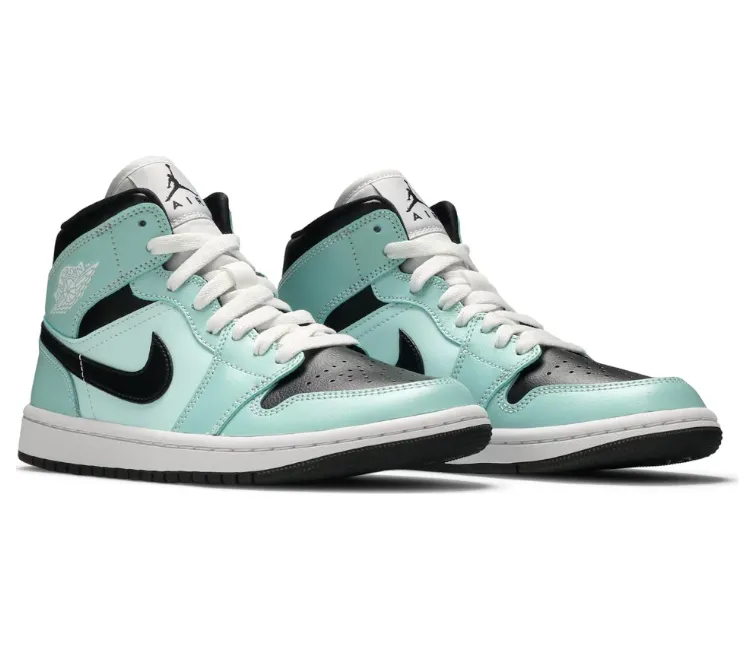 running shoes for men in their 20s Womens Nike Air Jordan 1 Mid (Aqua Blue Tint)