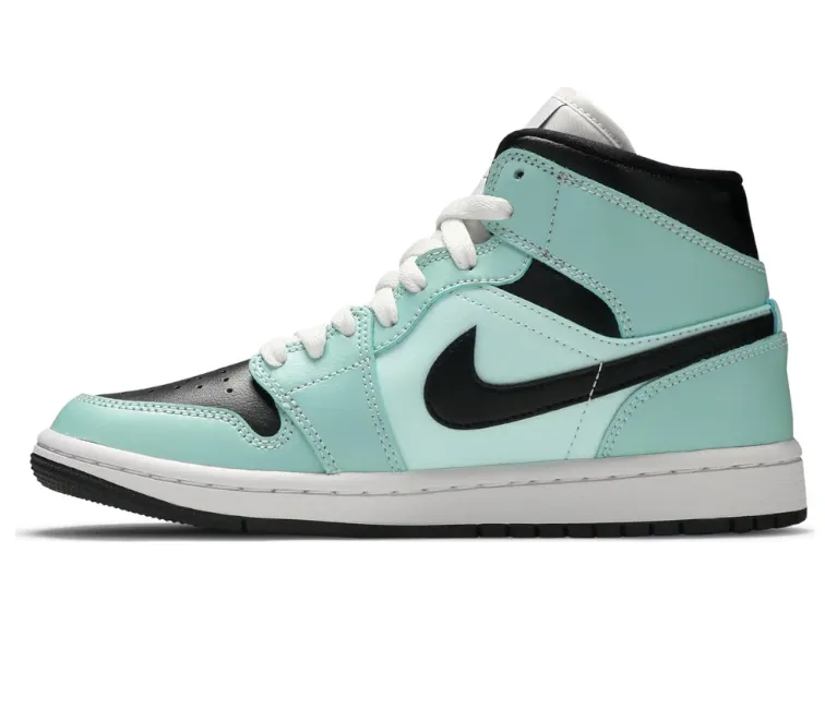 foot - comfort steampunk - themed running gear Womens Nike Air Jordan 1 Mid (Aqua Blue Tint)