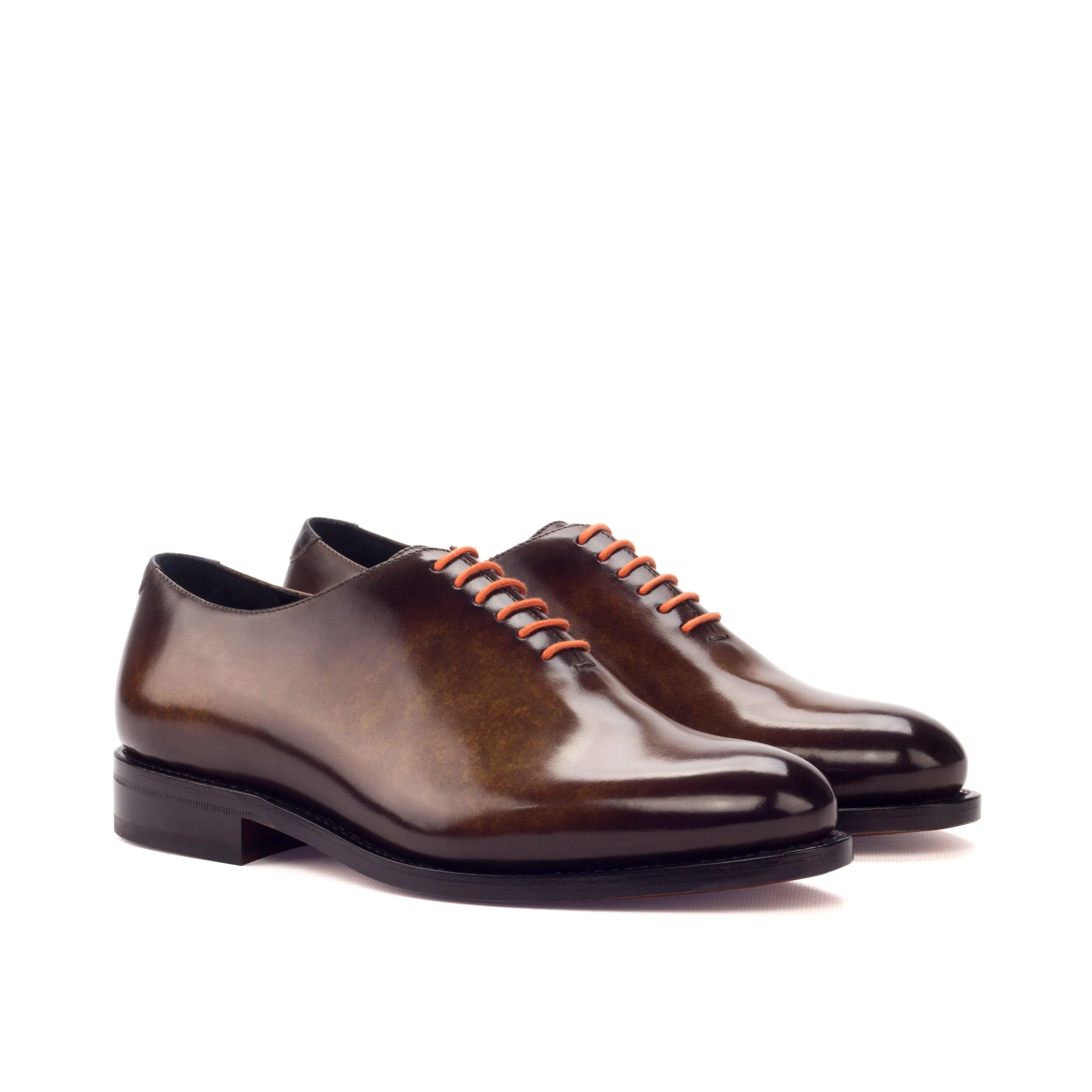 Velvet Soft Plain Cognac Patina Leather Wholecut Shoes