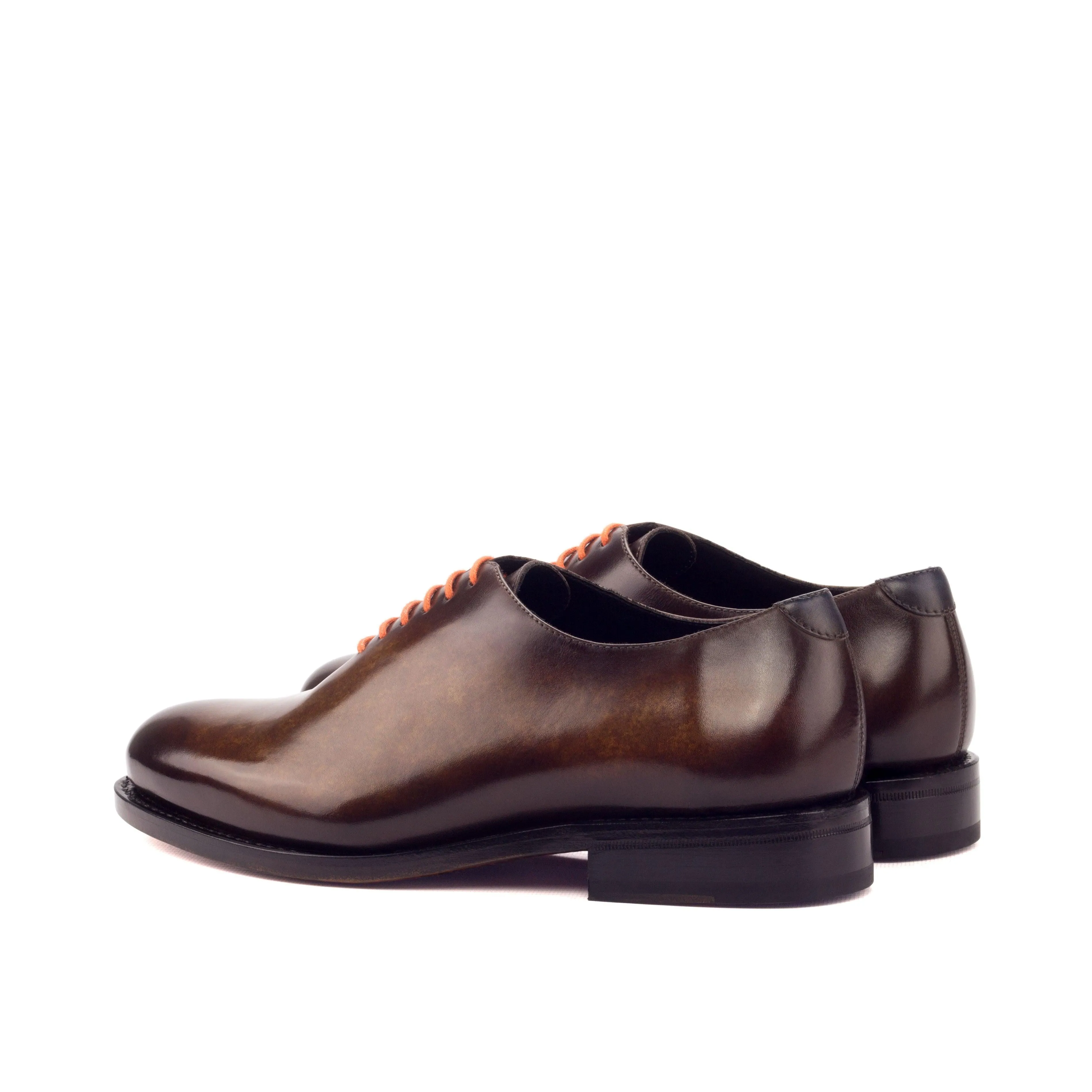 Luxury Look Plain Cognac Patina Leather Wholecut Shoes