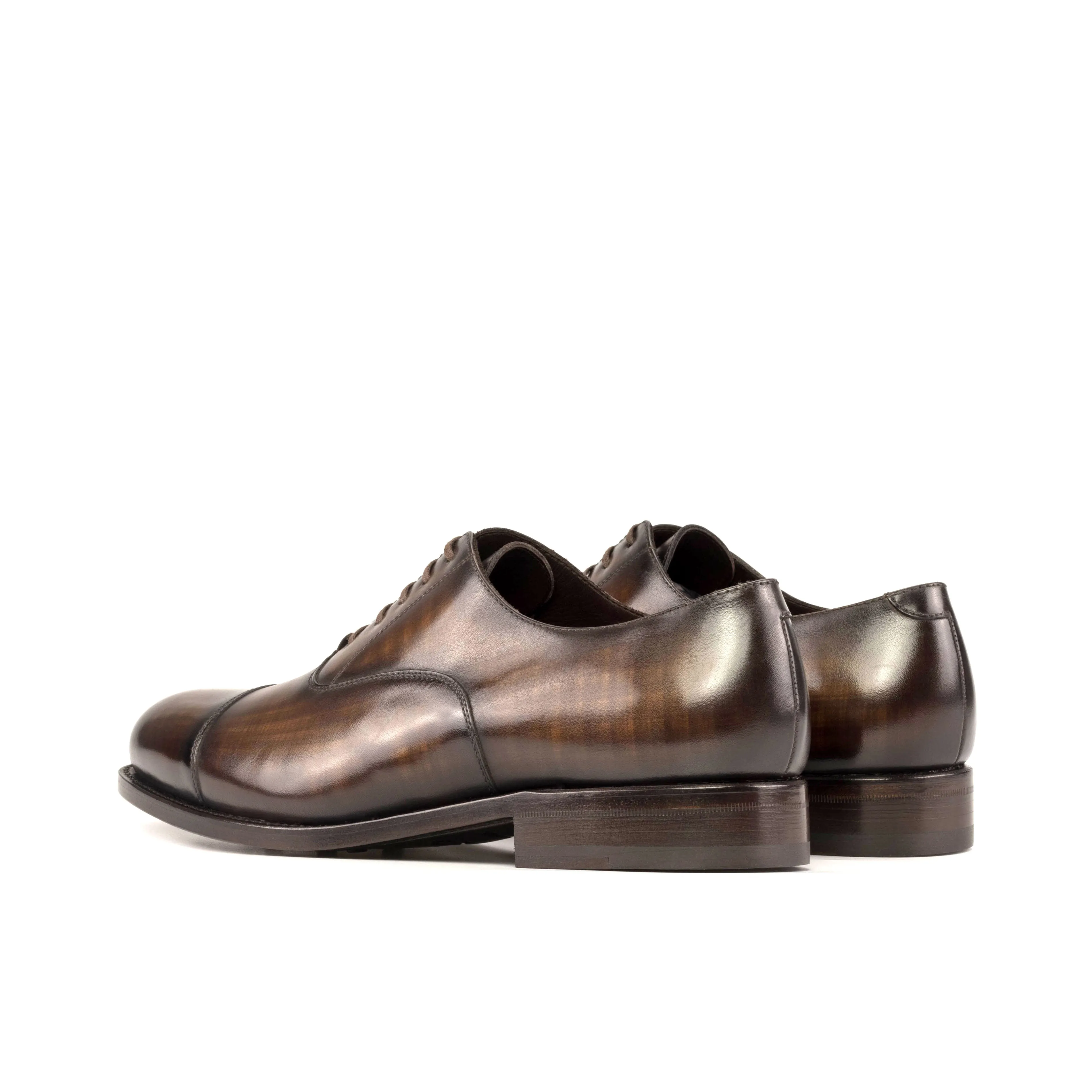 Luxe Detail Formal Gathering Brown Patina Cap-Toe Oxford Shoes