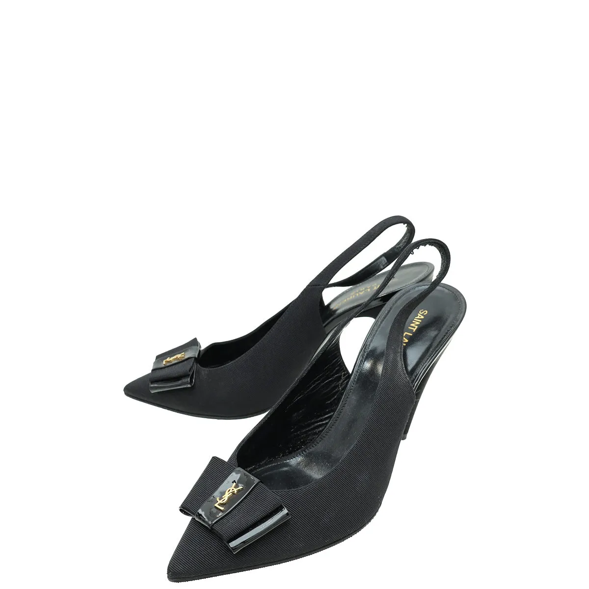 Anti Bacterial YSL Black Anais Bow Slingback Pump 39