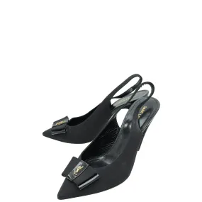 Anti Bacterial YSL Black Anais Bow Slingback Pump 39