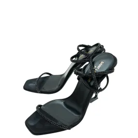 YSL Black Satin Opyum Embellished Crystal Sandal 39 Clear Sandals for Weddings Refined