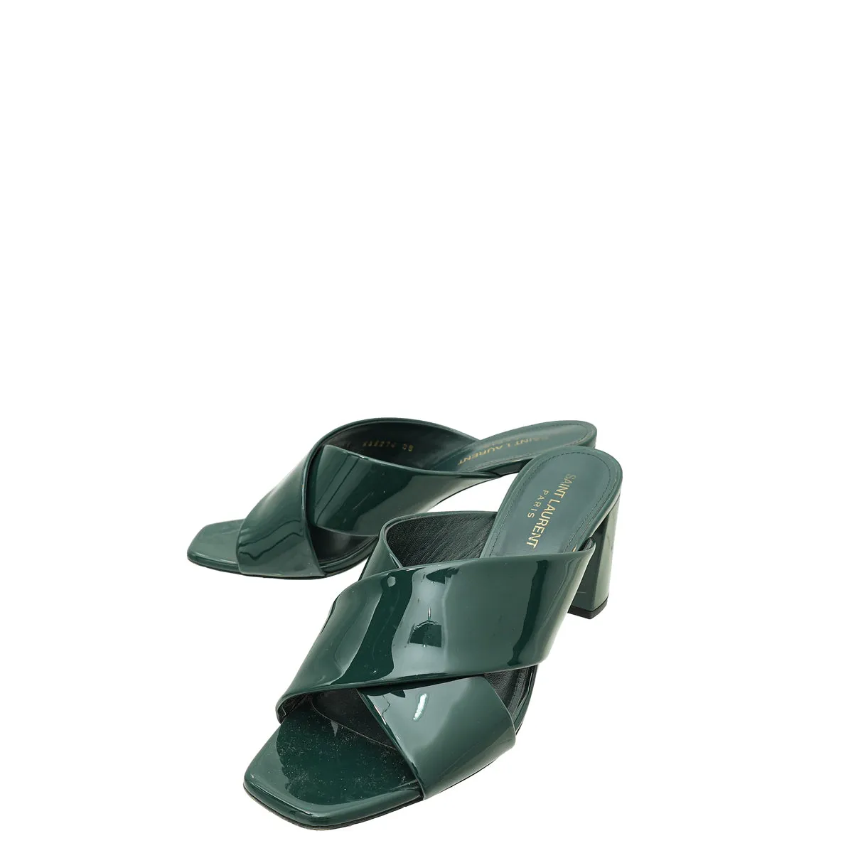 All terrain Chic Booties YSL Dark Green Loulou Criss Cross Sandals 39