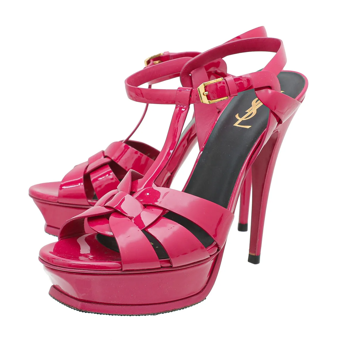 YSL Fuschia Tribute Sandal 40.5 Bold Wedding Heels