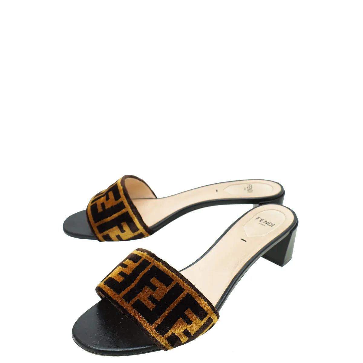 Day Long Hot Pick Fendi Bicolor FF Velvet Slide Mules 40