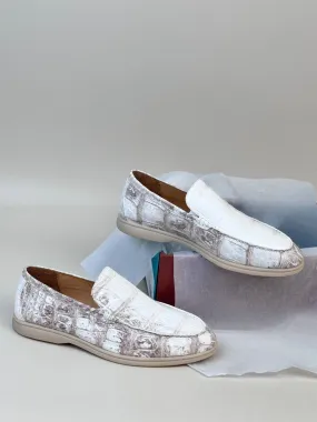 Crocodile Loafers,  Men's Himalayan Crocodile Leather Loafers Slip-On Dress Shoes Very Comfortable Cozy Walking Flats