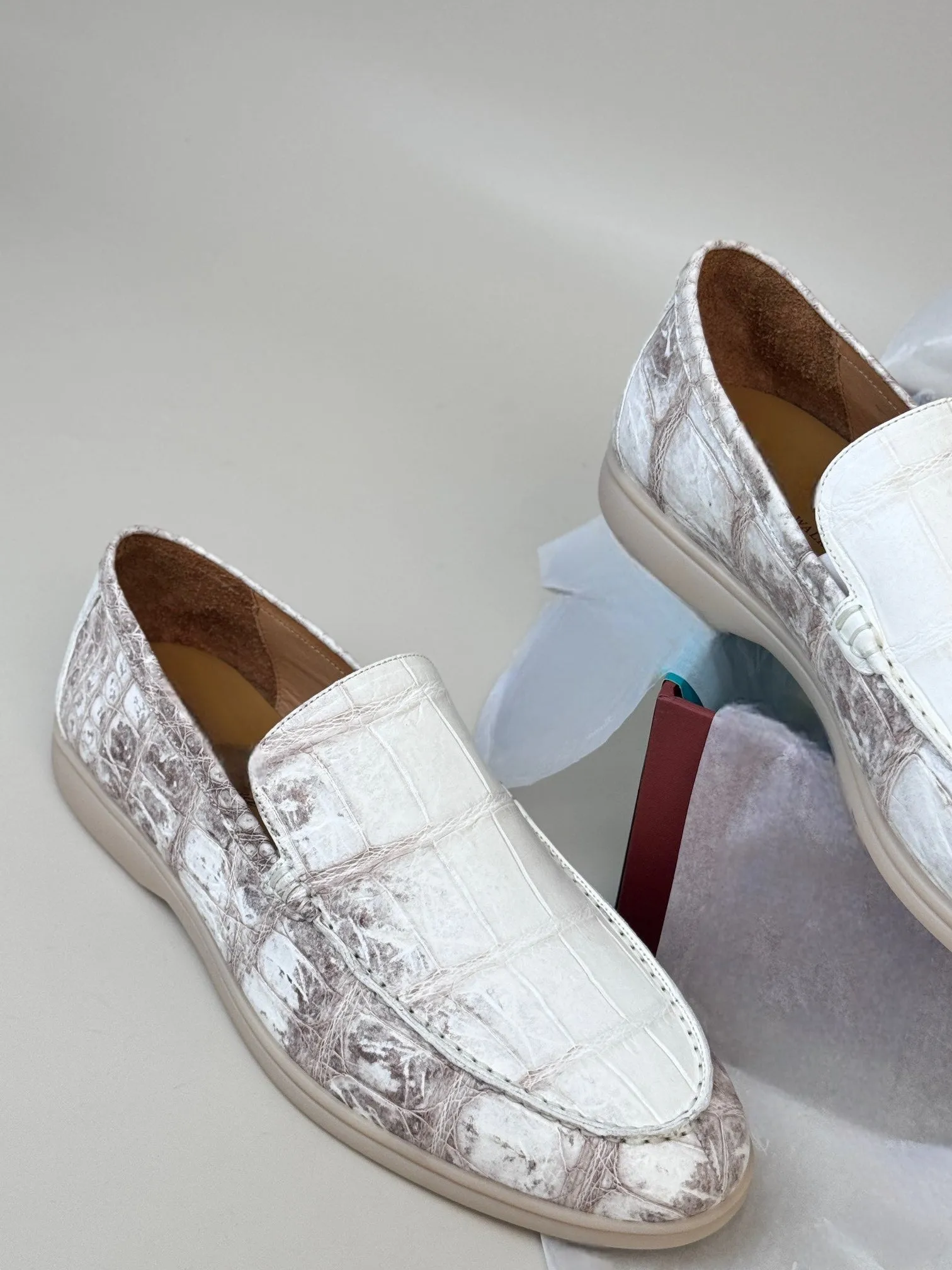 Crocodile Loafers,  Men's Himalayan Crocodile Leather Loafers Slip-On Dress Shoes Very Comfortable Team Meet Cold resistant